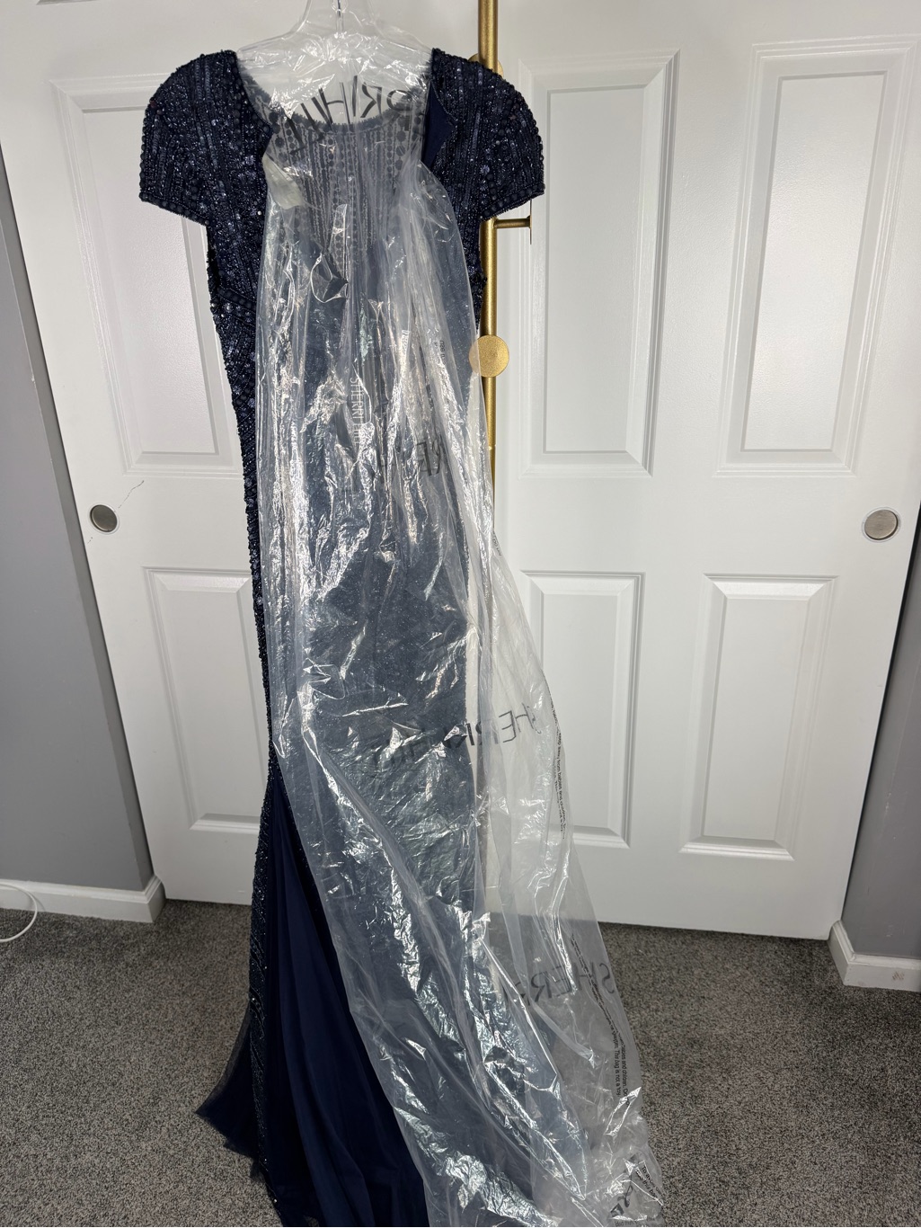 Sherri Hill 51426 Size 4 Nwt Navy Beaded Mermaid Evening Gown Formal Prom Dress — image 6 of 8